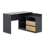 Birou colt Delta 120x50x75 cm cu comoda 100x42x72 cm, 2 sertare, montaj stanga/dreapta, antracit craft Household NewTrend