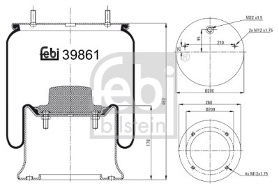 FEBI BILSTEIN 39861 Burduf, suspensie pneumatica foto