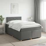Cumpara ieftin Pat boxspring cu saltea Gri inchis 120 x 190 cm Tesatura