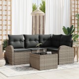 Set canapea de grădină vidaXL cu 4 piese cu perne Ratan poli negru