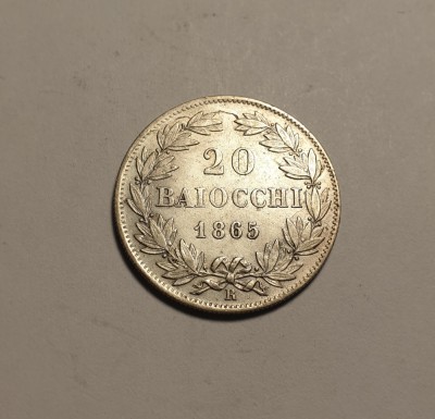 Vatican 20 Baiocchi 1865 Piesa Frumoasa foto