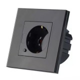 Priza smart simpla 16a cu rama din sticla , negru, V-TAC