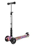 Trotineta pliabila cu 3 roti, Multicolora, Ghidon reglabil 70-80 cm, CMCLASS