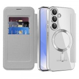 Husa MagSafe pentru Samsung Galaxy S25+ S936, Techsuit, SmartMag Book, Gri