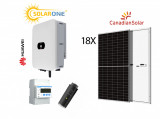 Kit sistem fotovoltaic 8 kW trifazat, invertor Huawei si 18 panouri Canadian Solar 440W