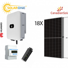 Kit sistem fotovoltaic 8 kW trifazat, invertor Huawei si 18 panouri Canadian Solar 440W