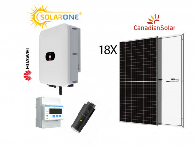 Kit sistem fotovoltaic 8 kW trifazat, invertor Huawei si 18 panouri Canadian Solar 440W foto