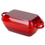 Tava din fonta emailata cu capac, 38 cm, 3,5 + 1,5 L, rosie