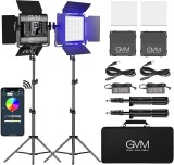 Cumpara ieftin Kit 2 Panouri RGB, GVM 800D, 252 LED, trepiezi 200 cm inclusi, geanta transport si accesorii