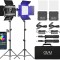Kit 2 Panouri RGB, GVM 800D, 252 LED, trepiezi 200 cm inclusi, geanta transport si accesorii
