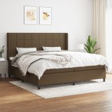 vidaXL Pat box spring cu saltea, maro &icirc;nchis, 200x200 cm, textil
