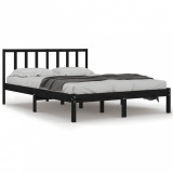 Cadru pat 5FT King Size, negru, 150x200 cm, lemn masiv de pin