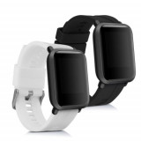 Set 2 Curele pentru Xiaomi Amazfit Bip/Amazfit Bip Lite, Kwmobile, Silicon, Negru/Alb, 54776.03