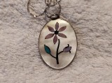 Argint MEDALION MICROMOZAIC FLORAL in SIDEF vechi UNIC splendid pe Lant argint