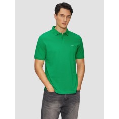 Tricou polo barbati, din bumbac cu croiala Regular Fit, logo, Verde smarald, S