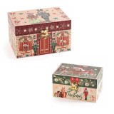 Set 2 cutii decorative Craciun lemn II 20x14x12 cm, 16x11x9 cm