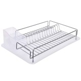 Suport Vase Inox cu Scurgator Tacamuri si Tava, 34 x 48 cm - Uscator Durabil, Ideal Spatii Reduse