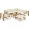Gossi set mobilier de gradina, cu perne alb crem, 8 piese, bambus