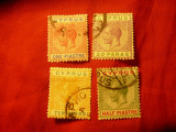 Serie mica Cipru 1912 Rege George V ,4 val. stamp. :10 si 30 para si 1/2 si 1pia, Stampilat