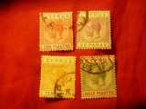 Serie mica Cipru 1912 Rege George V ,4 val. stamp. :10 si 30 para si 1/2 si 1pia, Stampilat