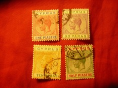 Serie mica Cipru 1912 Rege George V ,4 val. stamp. :10 si 30 para si 1/2 si 1pia