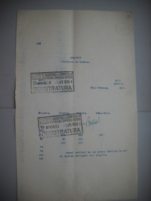 HOPCT DOCUMENT VECHI 344 MINISTERUL INDUSTRIEI COMERT EXTERIOR /BUCURESTI 1936 foto