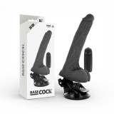 Vibrator BASECOCK Realistic Black Remove Control, realistic, cu telecomandă, vibrații puternice, bază cu ventuză detașabilă, negru, 20 cm