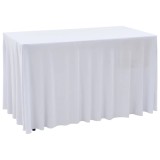 Cumpara ieftin Huse elastice de masa cu fusta, 2 buc., alb, 243x76x74 cm