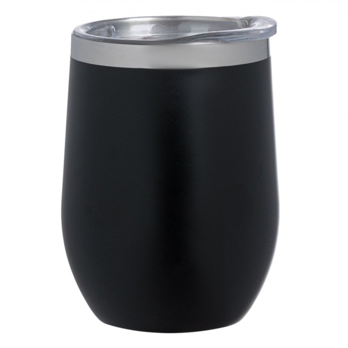 Pahar Termos, Model Metalic, Capac Transparent, Culoare Negru, Capacitate 0,35 L