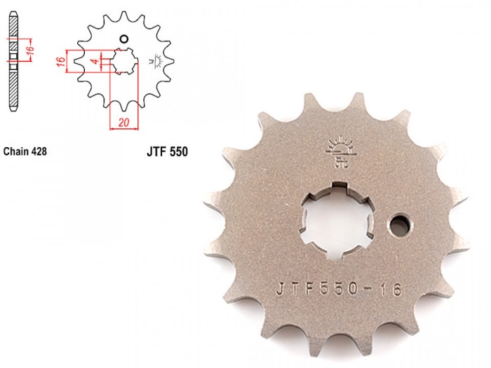 Pinion transmisie fata 428/16T, JTF550