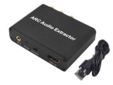 Adaptor HDMI ARC audio Extractor, Active, convertor TV HDMI la sunet rca analog si Coaxial + SPDIF Toslink Digital