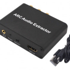 Adaptor HDMI ARC audio Extractor, Active, convertor TV HDMI la sunet rca analog si Coaxial + SPDIF Toslink Digital