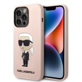 Husa Karl Lagerfeld iPhone 14 Pro Max Silicone MagSafe, Ikonik, roz, KLHMP14XSNIKBCP