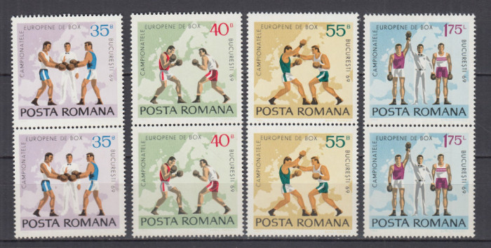 ROMANIA 1969 LP 701 CAMPIONATELE EUROPENE DE BOX PERECHE SERII MNH