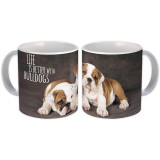 Doi Bulldog : Cadou Halba : Dog Studio Viața este mai buna cu Bulldogs Puppy Animal, Generic