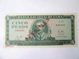 Cumpara ieftin Rara! Cuba 5 Pesos 1968 Specimen UNC la cel mai mic pret