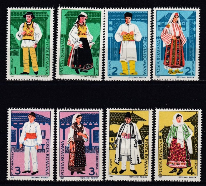 ROMANIA 1987 LP 1189 COSTUME POPULARE ROMANESTI SERIE MNH