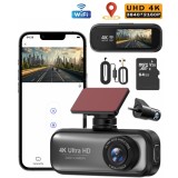Camera auto de bord DVR QOVU&reg; V26a, Duala 4K Fata 2K Interior / Spate, Full Kit - card 64GB, Modul Parcare, GPS inclus, Senzor Coliziune, WiFi &amp; Aplic