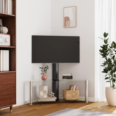 Suport TV de colt 2 niveluri pentru 32-70 inchi, negru/argintiu GartenMobel Dekor foto
