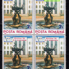 RO 1993 LP 1323 "Expo.Fila. Riccione - supra.", bloc 4 , EROARE catalogata ,MNH