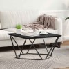Masă cafea vidaXL Negru Stejar 80x80x45 cm, lemn ușor, design modern, bază metalică, living