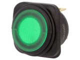 &Icirc;ntrerupător Rocker SPST Verde, 25A/12VDC, IP65, R13-203-DC