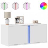 Cumpara ieftin Comoda TV de perete cu lumini LED, alb, 80x31x35 cm
