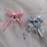 Marturii Botez Suzeta cu Fundita Organza Personalizata Fetita/Baietel, Bleu/Roz, Set 30 Bucati