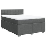 Cumpara ieftin Pat continental cu saltea, gri inchis, 160x200 cm, tesatura