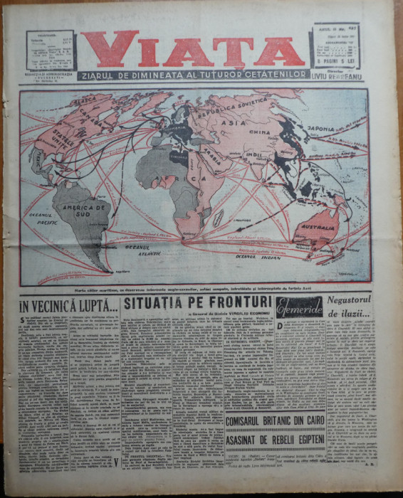 Viata, ziarul de dimineata; dir. : Rebreanu, 26 Iunie 1942, frontul din rasarit