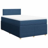 Cumpara ieftin Pat box spring cu saltea, albastru, 120x200 cm, textil