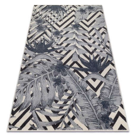 Covor Heos 78464 crem si albastru Frunze Junglă, 120x170 cm