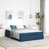 VidaXL Cadru de pat Altele cu depozitare albastru 140 x 200 cm țesătură