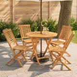 Cumpara ieftin Set bistro de gradina pliabil, 5 piese natural
